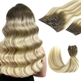 GOO GOO Clip in Hair Extensions 14inch Bahamian Balayage front view