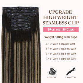 GOO GOO Clip in Hair Extensions 14inch balayage close-up of clips