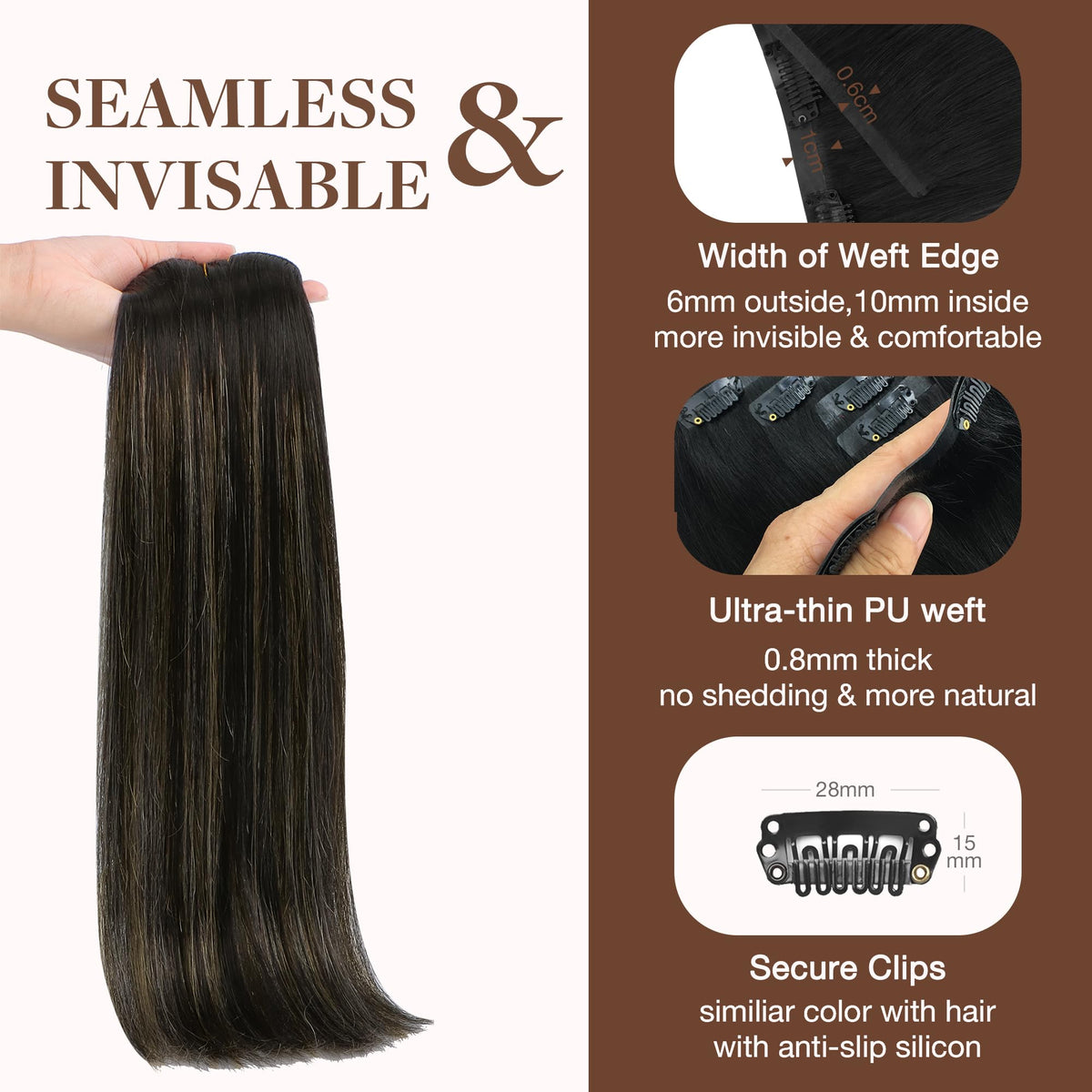 GOO GOO Clip in Hair Extensions 14inch balayage styled in hair