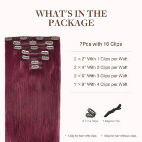 GOO GOO Clip in Hair Extensions 14inch Burgundy packaging