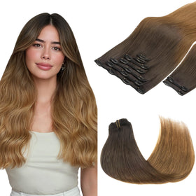 GOO GOO Clip in Hair Extensions 14inch Chocolate Dip front view