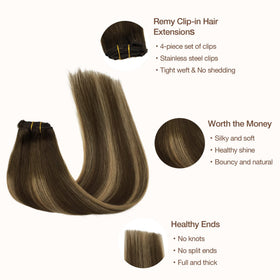 GOO GOO Clip in Hair Extensions 14inch close-up of clips