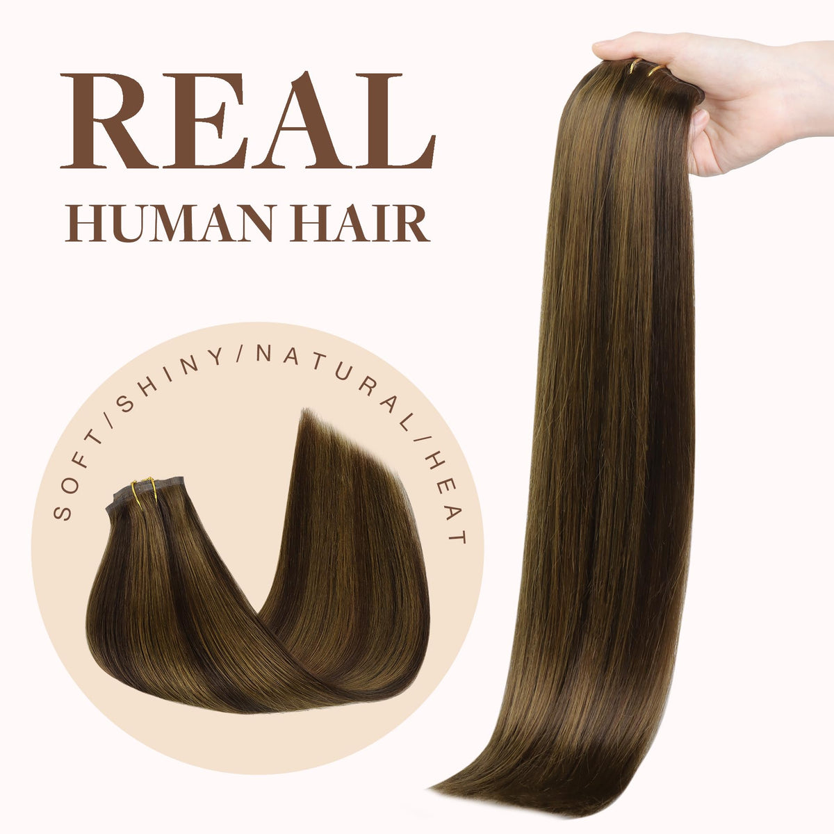 GOO GOO Clip in Hair Extensions 14inch laid flat for display