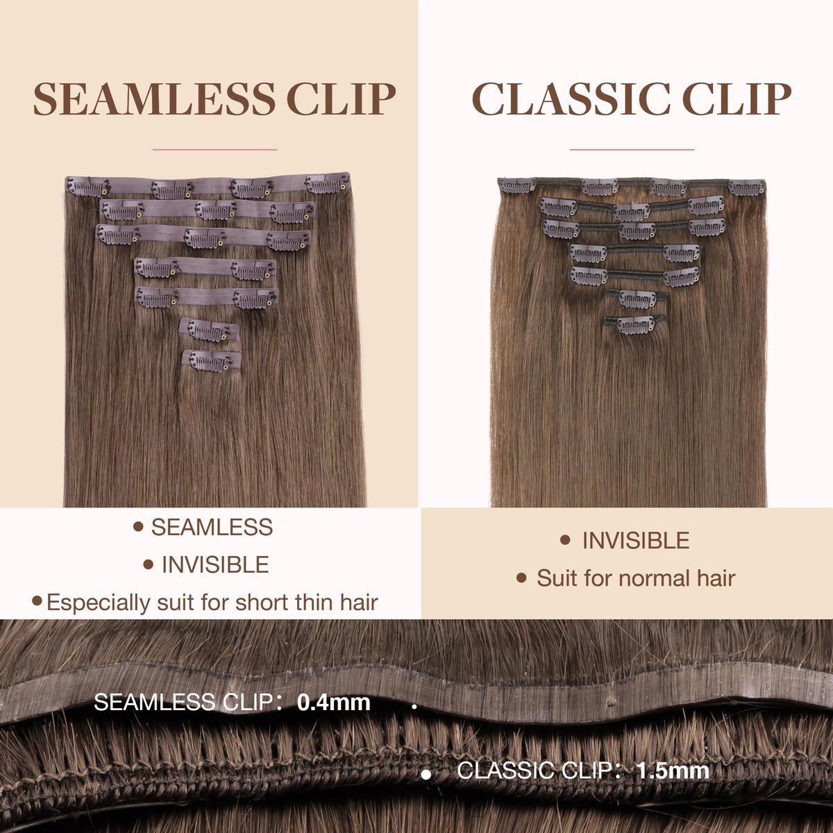 GOO GOO Clip in Hair Extensions 14inch Light Ash Brown styling demonstration