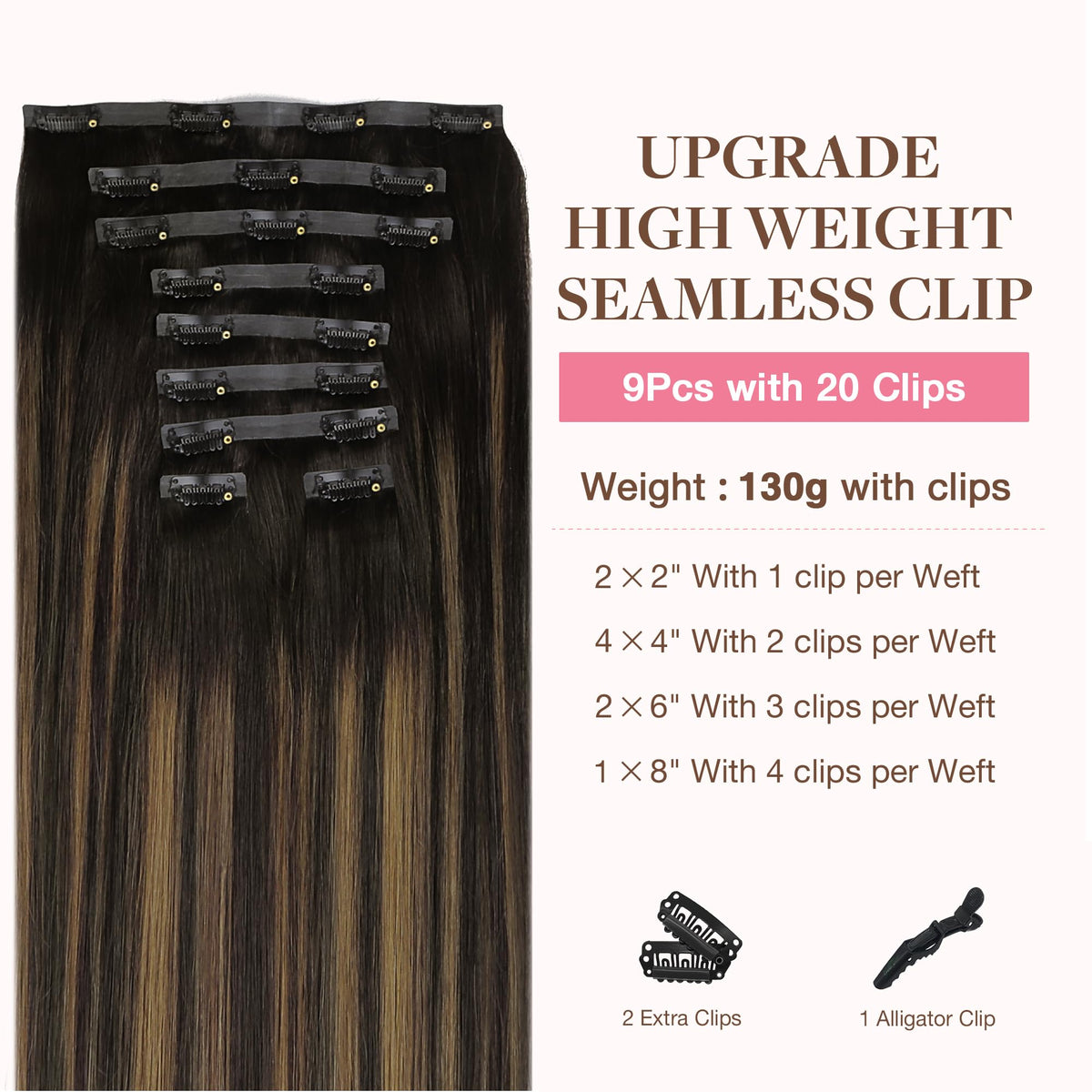 GOO GOO Clip in Hair Extensions 14inch packaging and contents