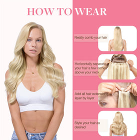 GOO GOO Clip in Hair Extensions 14inch Platinum Blonde back view