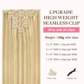 GOO GOO Clip in Hair Extensions 14inch showing clips and texture