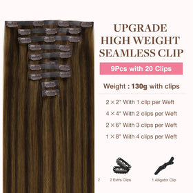 GOO GOO Clip in Hair Extensions 14inch showing the clips and texture