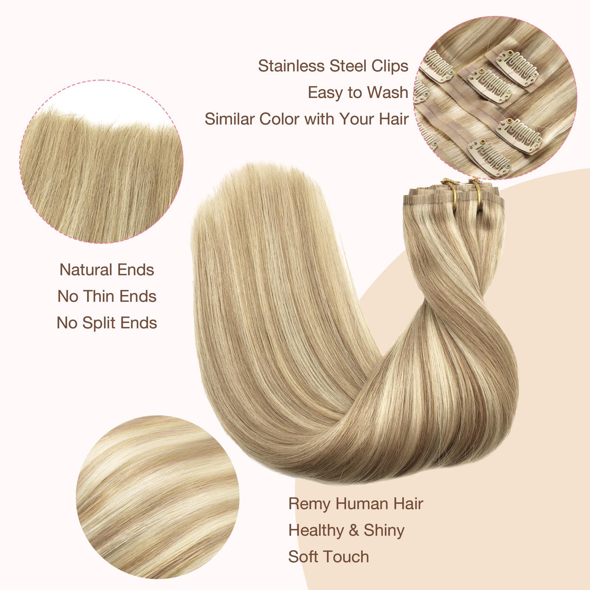 GOO GOO Clip in Hair Extensions 14inch side view