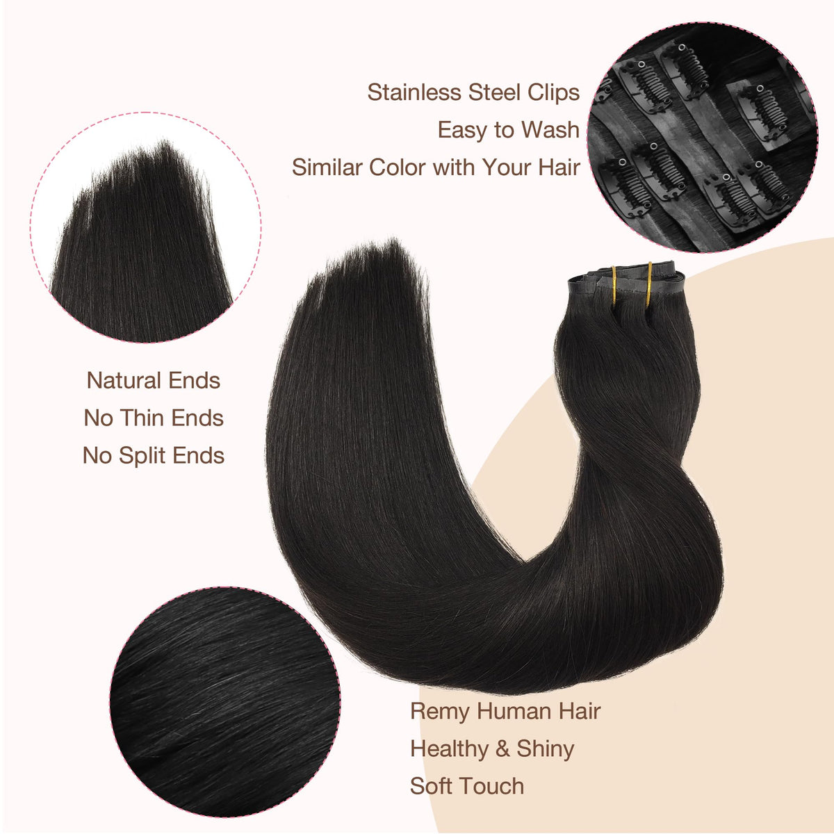 GOO GOO Clip in Hair Extensions 14inch side view