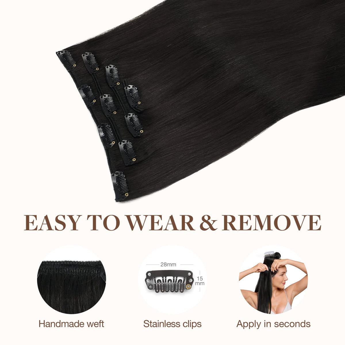 GOO GOO Clip in Hair Extensions 14inch texture detail
