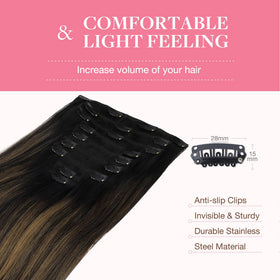 GOO GOO Clip in Hair Extensions 150g 16inch close-up of hair