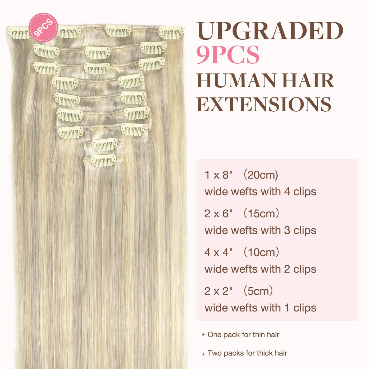 GOO GOO Clip in Hair Extensions 150g packaging