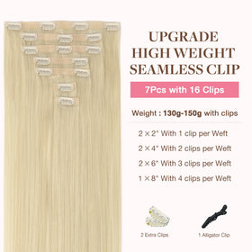 GOO GOO Clip in Hair Extensions 150g Platinum Blonde side view