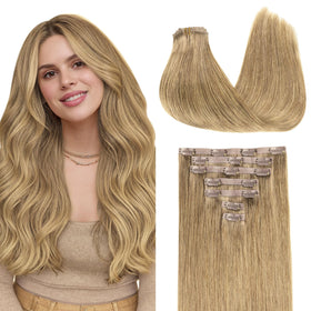 GOO GOO Clip in Hair Extensions 16 inch bronde front view