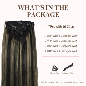 GOO GOO Clip in Hair Extensions 16inch 120g Balayage packaging