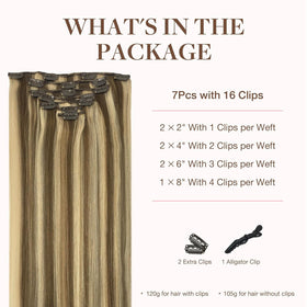 GOO GOO Clip in Hair Extensions 16inch 120g packaging