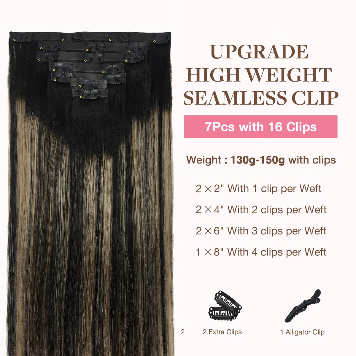 GOO GOO Clip in Hair Extensions 16inch 130g packaging