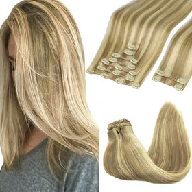 GOO GOO Clip in Hair Extensions 16inch 150g front view