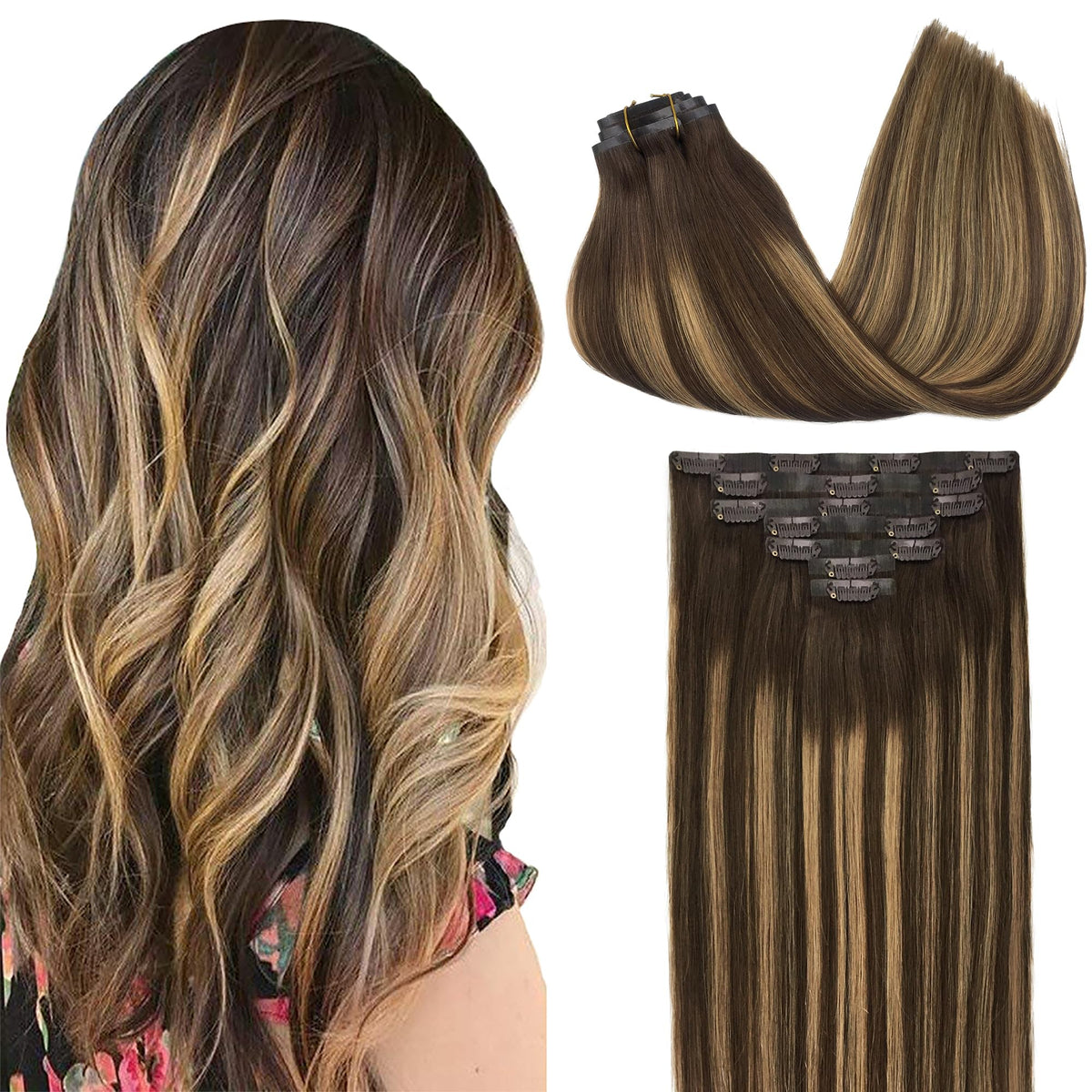 GOO GOO Clip in Hair Extensions 16inch front view