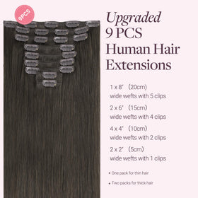 GOO GOO Clip in Hair Extensions 16inch Mocha Brown side view