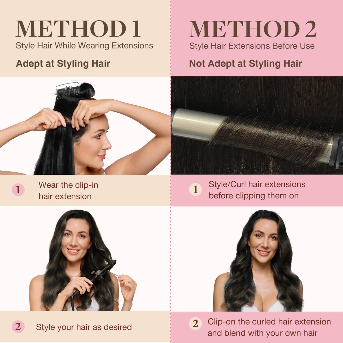 GOO GOO Clip in Hair Extensions 16inch texture detail