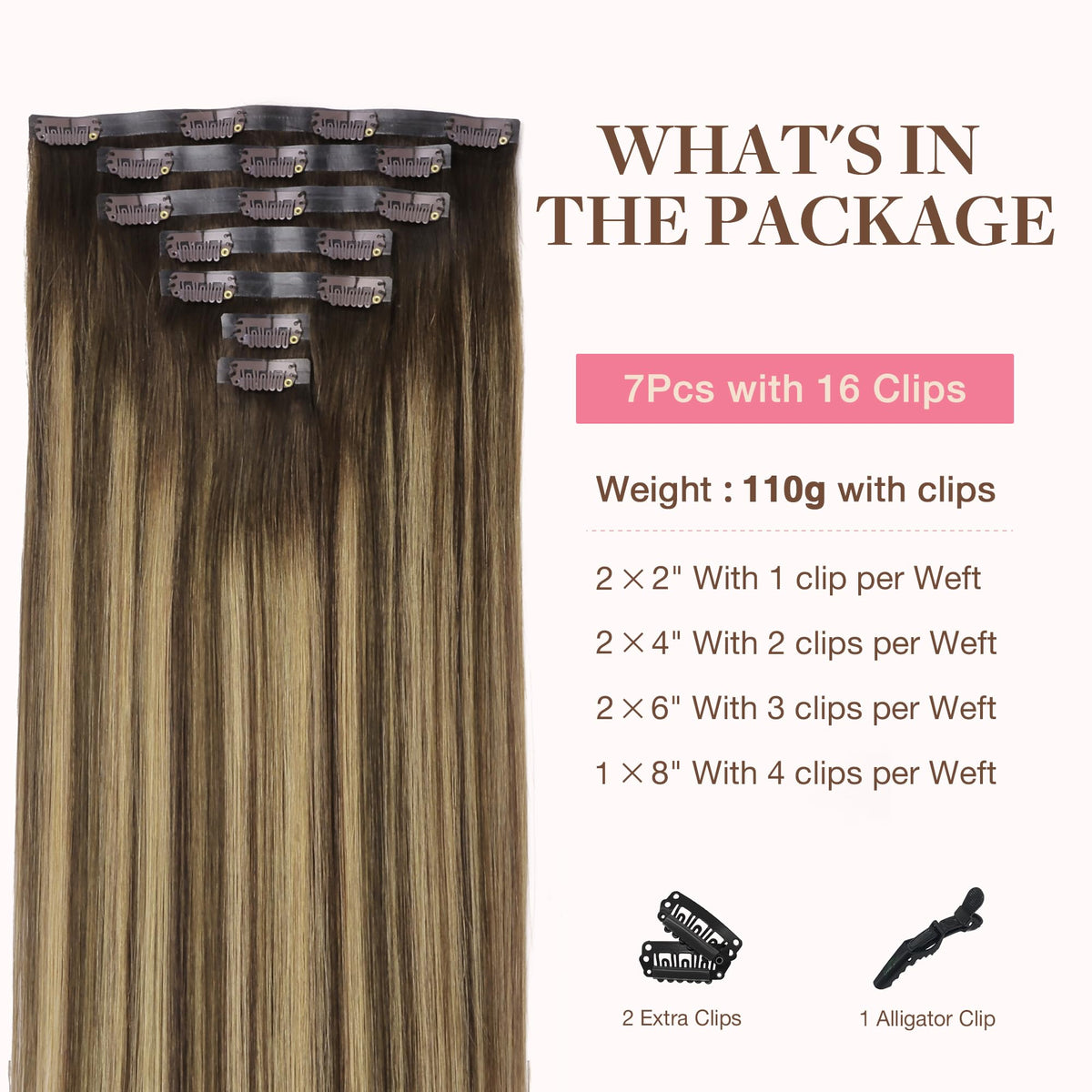 GOO GOO Clip in Hair Extensions 18 inch back view