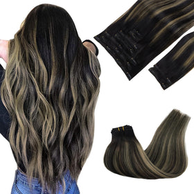 GOO GOO Clip in Hair Extensions 18 inch balayage front view