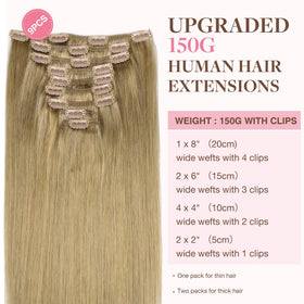 GOO GOO Clip in Hair Extensions 18inch 150g Bronde back view