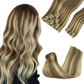 GOO GOO Clip in Hair Extensions 18inch 150g front view