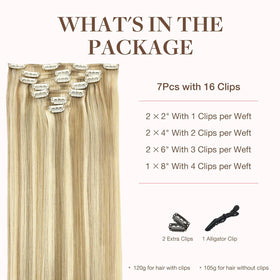 GOO GOO Clip in Hair Extensions 18inch back view showing clips