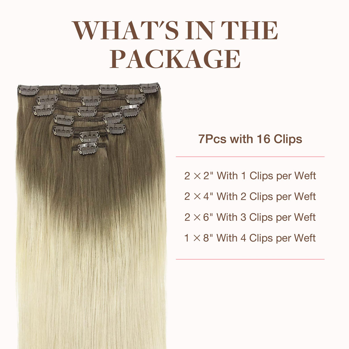 GOO GOO Clip in Hair Extensions 18inch close-up of clips