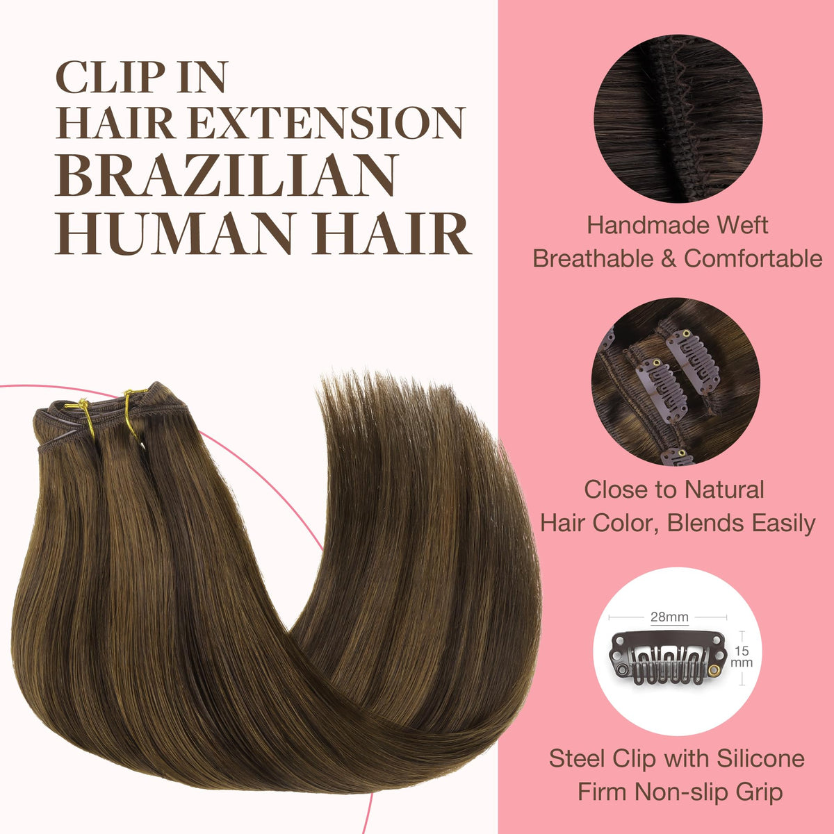 GOO GOO Clip in Hair Extensions 18inch displayed on a mannequin