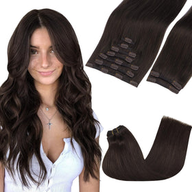 GOO GOO Clip in Hair Extensions 18inch Light Brown front view
