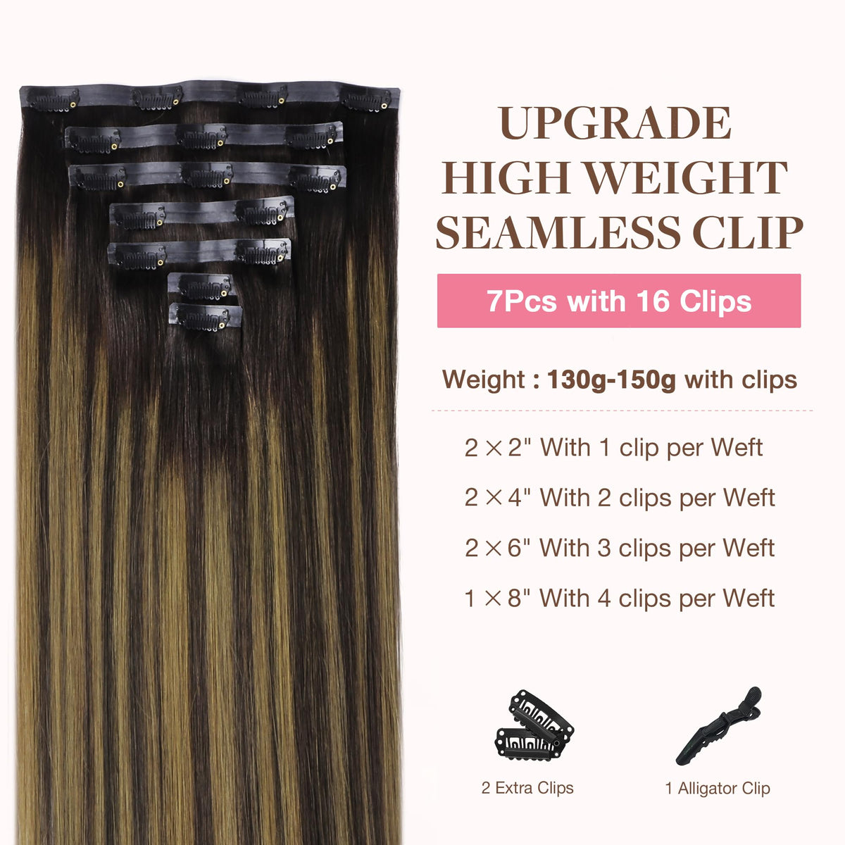GOO GOO Clip in Hair Extensions 20 inch balayage brown packaging