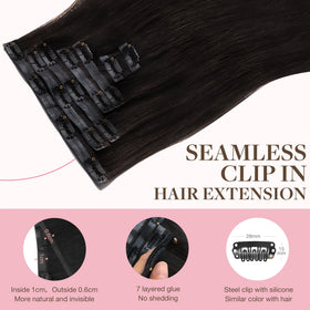 GOO GOO Clip in Hair Extensions 20 inch dark brown packaging