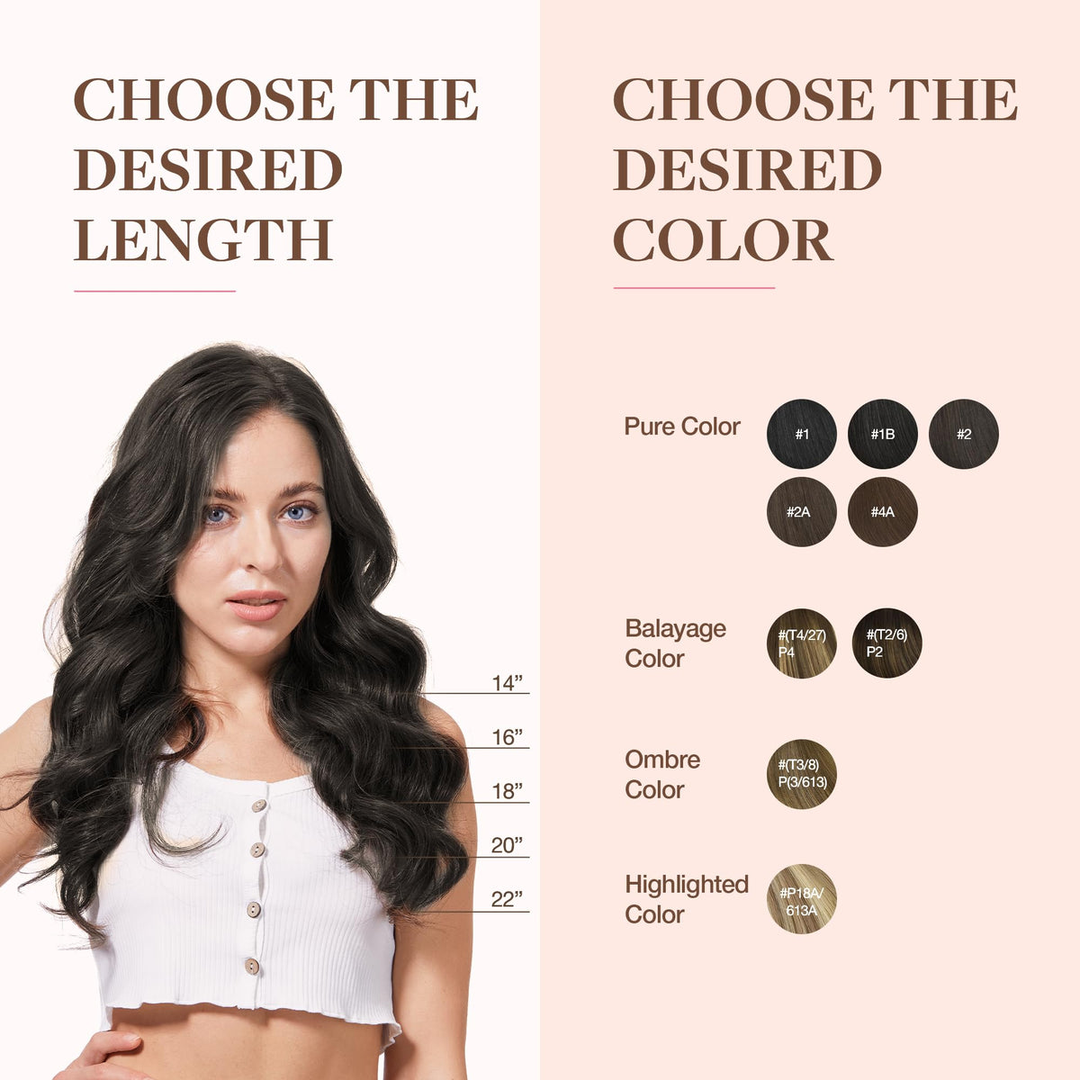 GOO GOO Clip in Hair Extensions 20 inch dark brown texture detail