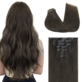 GOO GOO Clip in Hair Extensions 20 inch Mocha Brown front view