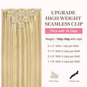 GOO GOO Clip in Hair Extensions 20inch 150g back view