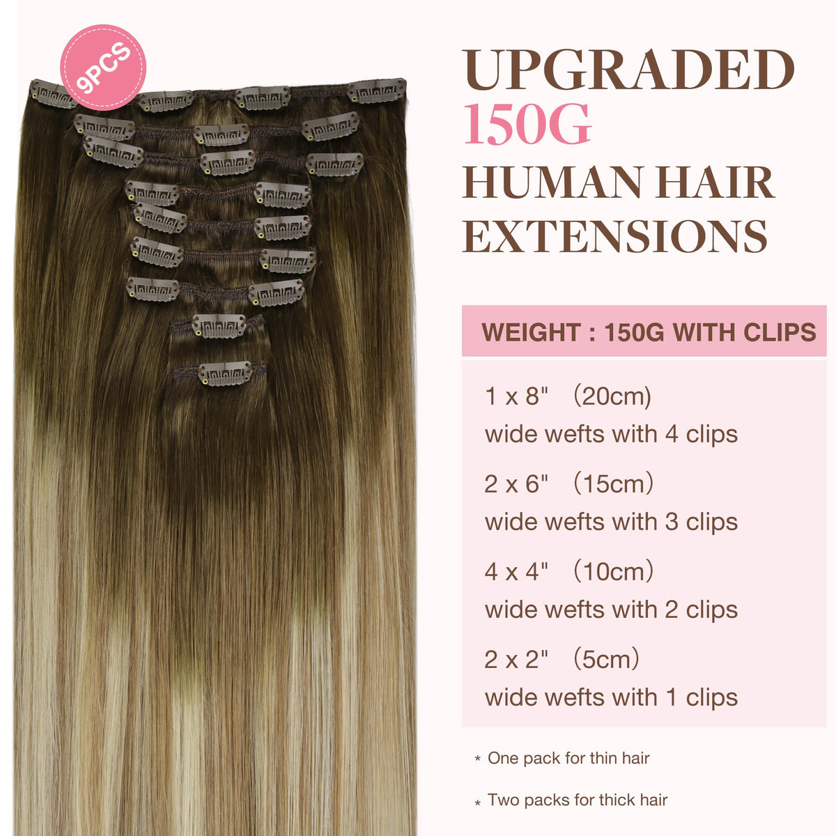 GOO GOO Clip in Hair Extensions 20inch back view