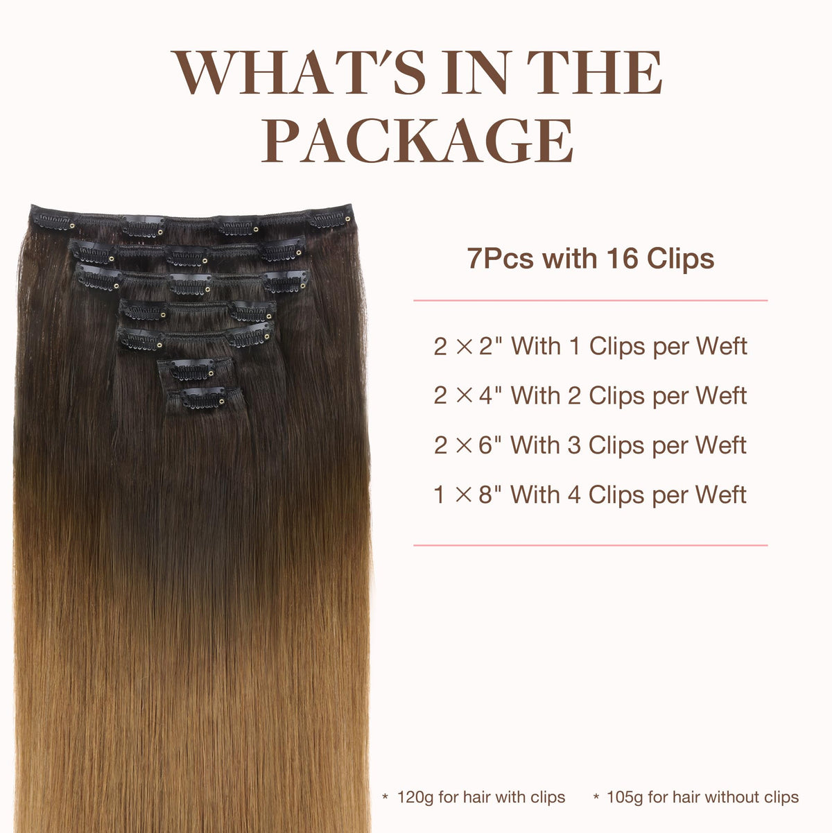 GOO GOO Clip in Hair Extensions 20inch Chocolate Dip back view