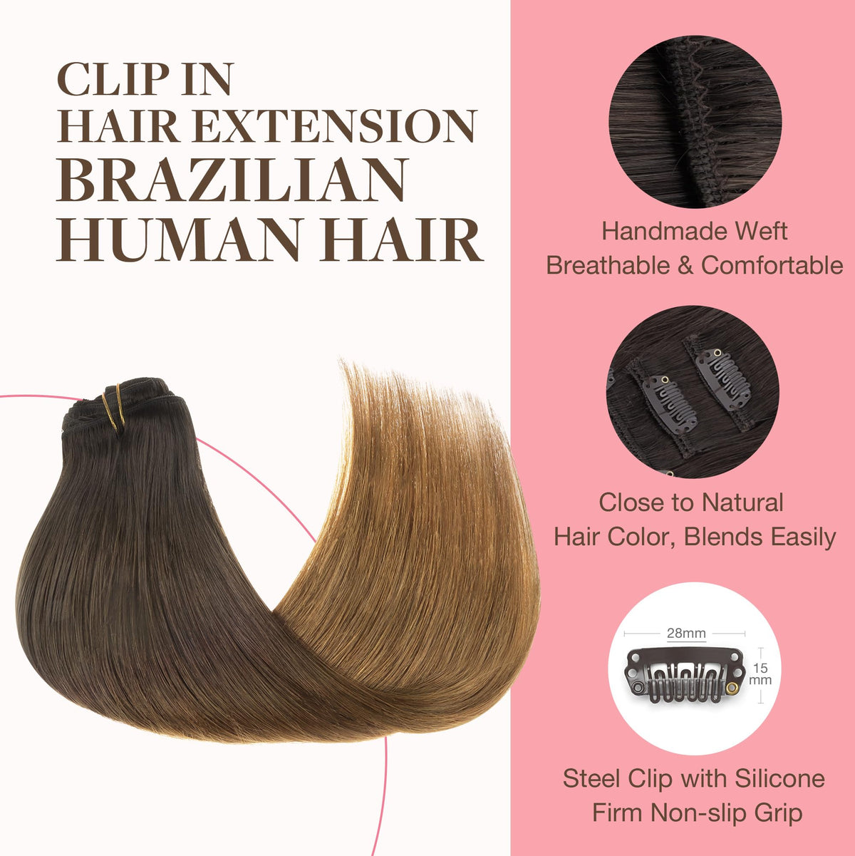 GOO GOO Clip in Hair Extensions 20inch Chocolate Dip packaging