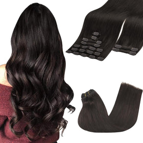 GOO GOO Clip in Hair Extensions 20inch dark brown front view