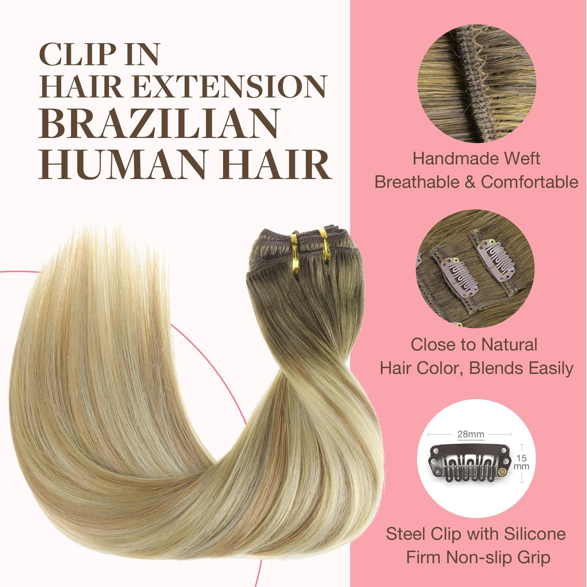 GOO GOO Clip in Hair Extensions 20inch displayed on a mannequin