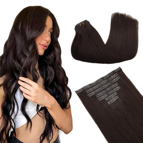 GOO GOO Clip in Hair Extensions 20inch Light Brown front view