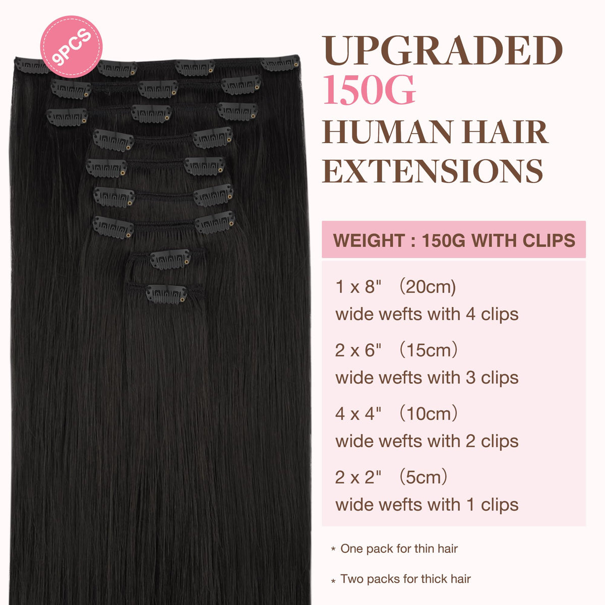 GOO GOO Clip in Hair Extensions 20inch packaging with clips