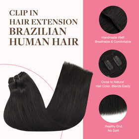 GOO GOO Clip in Hair Extensions 20inch side view showing texture