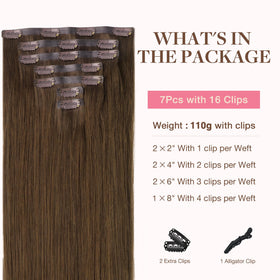 GOO GOO Clip in Hair Extensions 22 inch Chocolate Brown back view