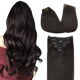 GOO GOO Clip in Hair Extensions 22 inch dark brown front view