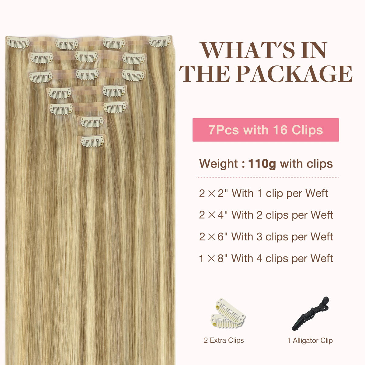 GOO GOO Clip in Hair Extensions 22 inch packaging